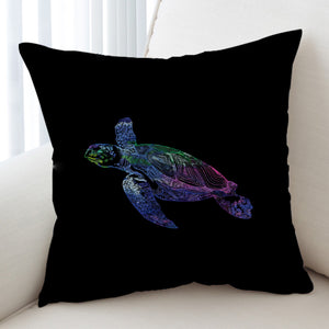 Colorful Purple Gradient Line Turtle Black Theme SWKD5486 Cushion Cover