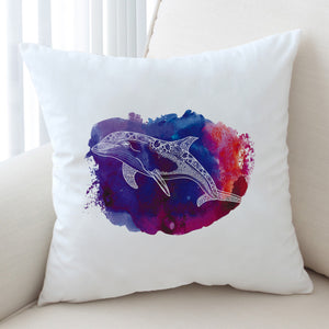 Purple Brush Oil Splatter White Line Mandala Dolphin SWKD5490 Cushion Cover