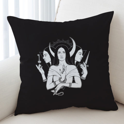 Image of B&W 3-side Of Witch SWKD5496 Cushion Cover