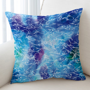 Multi Small Fishes White Line Ocean Theme SWKD5498 Cushion Cover