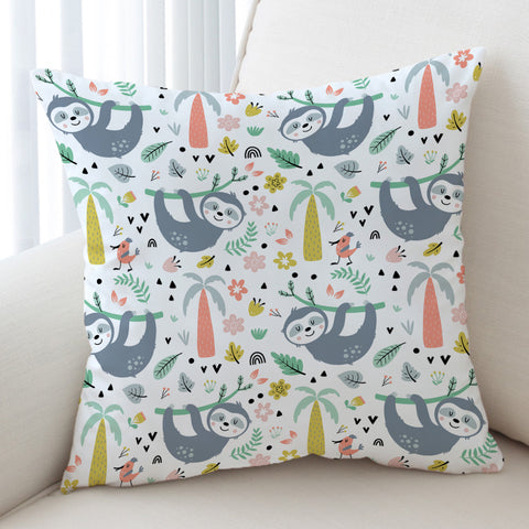Image of Cute Sloth Colorful Theme SWKD5503 Cushion Cover
