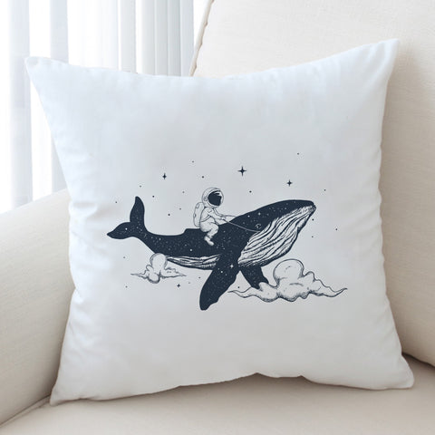 Image of Astronaut Riding Big Whale SWKD5504 Cushion Cover