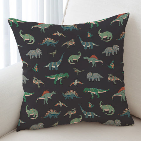 Image of Collection Of Dinosaurs Dark Grey Theme SWKD5599 Cushion Cover