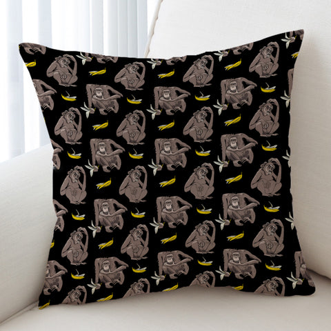 Image of Multi Monkeys & Bananas Black Theme SWKD5601 Cushion Cover