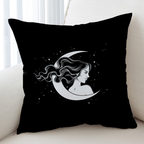Image of B&W Lady & Half Moon SWKD5606 Cushion Cover