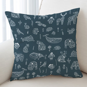 Collection Of Mandala Animals White Line SWKD5608 Cushion Cover