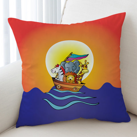 Image of Animals On Boat Under The Sun SWKD5613 Cushion Cover