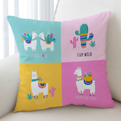 Image of Cute Shades Of Llama Pastel Theme SWKD5621 Cushion Cover