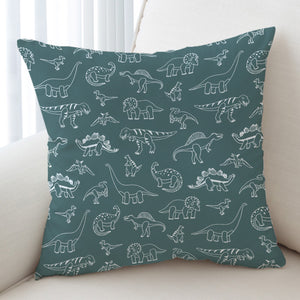 White Line Collection Of Dinosaur - Mint Theme SWKD5626 Cushion Cover