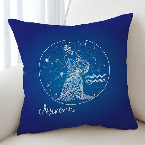 Image of Aquarius Sign Blue Theme SWKD6108 Cushion Cover