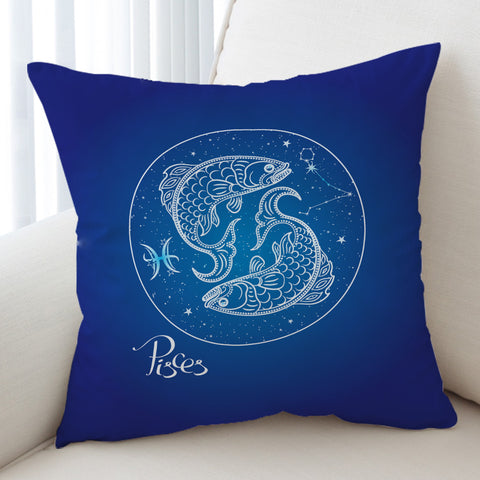 Image of Pisces Sign Blue Theme SWKD6115 Cushion Cover
