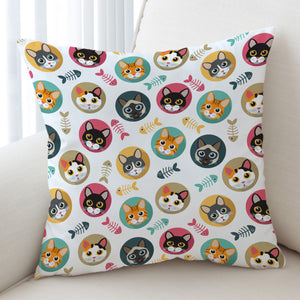 Collection Of Colorful Cute Cat Faces SWKD6126 Cushion Cover