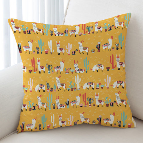 Image of Cactus & Llama Collection Orange Theme SWKD6205 Cushion Cover