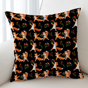 Fox & Flowers Collection Black Theme SWKD6213 Cushion Cover