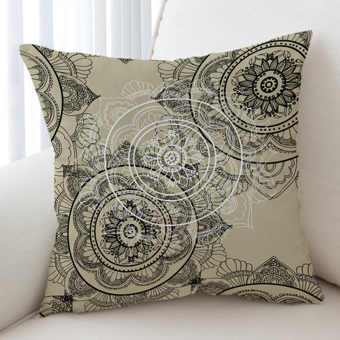 Image of B&W Mandala Beige Theme SWKD6215 Cushion Cover