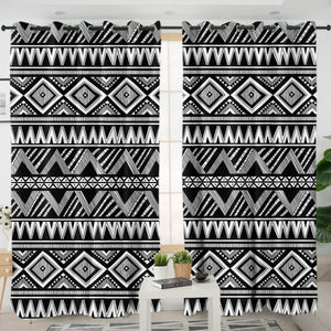 B&W Aztec Pattern SWKL3458 - 2 Panel Curtains