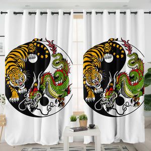 Asian YinYang Tiger & Dragon SWKL3460 - 2 Panel Curtains