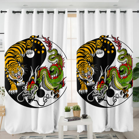 Image of Asian YinYang Tiger & Dragon SWKL3460 - 2 Panel Curtains