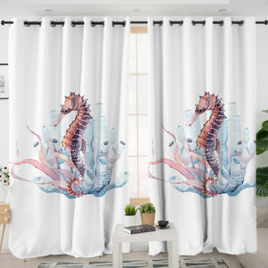 Pink Hippocampus SWKL3464 - 2 Panel Curtains