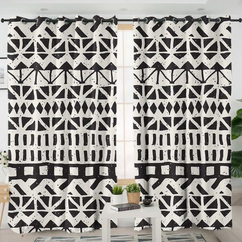 Image of B&W Triangle Aztec SWKL3465 - 2 Panel Curtains