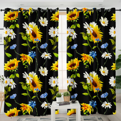 Image of Sunflower & Daisy SWKL3467 - 2 Panel Curtains