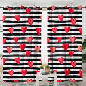 Stripe Heart SWKL3468 - 2 Panel Curtains