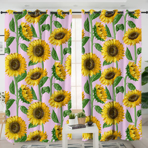 Sunflower Monogram Pink Background SWKL3471 - 2 Panel Curtains