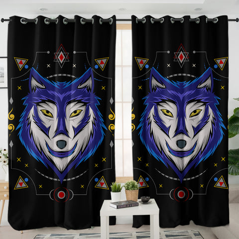Image of Blue Wolf Bandana SWKL3477 - 2 Panel Curtains