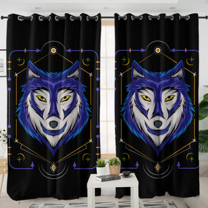 Blue&White Wolf Bandana SWKL3478 - 2 Panel Curtains