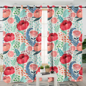 Red & Pink Tulip SWKL3486 - 2 Panel Curtains