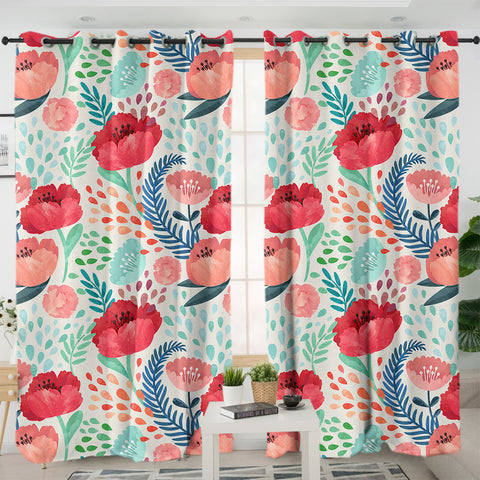 Image of Red & Pink Tulip SWKL3486 - 2 Panel Curtains