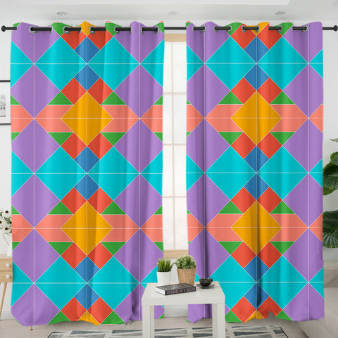 Image of Colorful Triangles in Rhombus SWKL3490 - 2 Panel Curtains