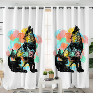 Colorful Spray Wolf SWKL3584 - 2 Panel Curtains
