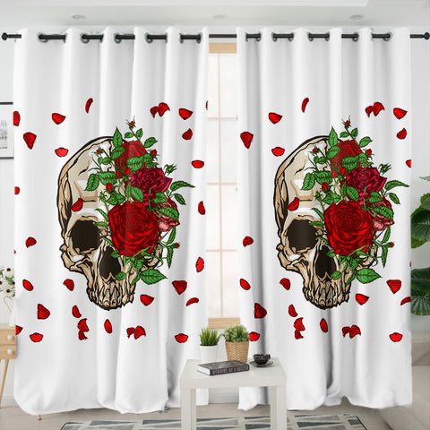 Image of Floral Skull SWKL3587 - 2 Panel Curtains