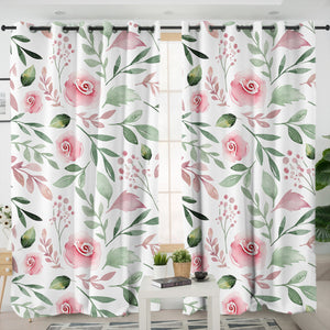 Pink Rose Monogram SWKL3588 - 2 Panel Curtains