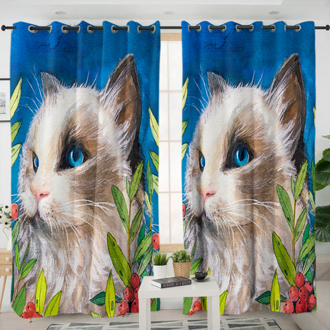Image of Tropical Fruit Cat SWKL3589 - 2 Panel Curtains
