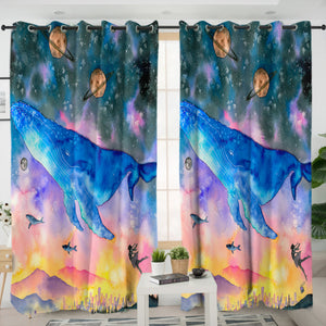 Big Whale on Galaxy SWKL3591 - 2 Panel Curtains