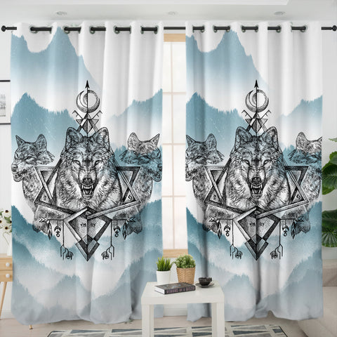 Image of Three Wolf Dreamcatcher SWKL3598 - 2 Panel Curtains