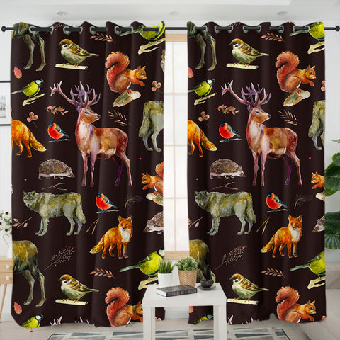 Image of Forest Animals SWKL3599 - 2 Panel Curtains