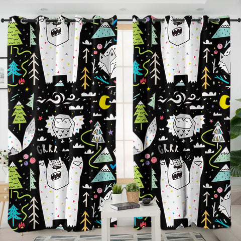 Image of Cartoon Winter Animals SWKL3601 - 2 Panel Curtains