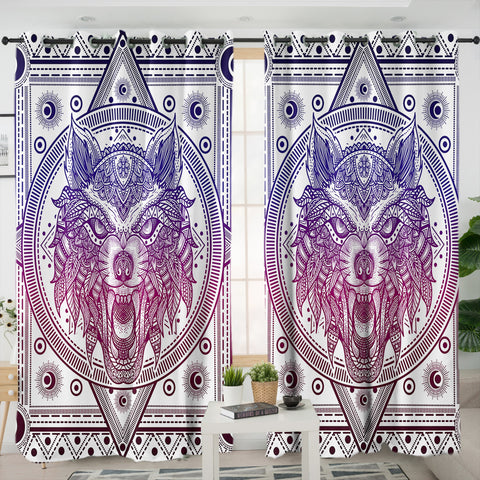 Image of Angry Wolf B&W Bandana SWKL3602 - 2 Panel Curtains