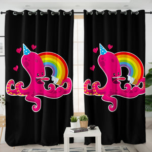 Rainbow In Love Octopus SWKL3604 - 2 Panel Curtains