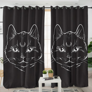 B&W Moon Cat SWKL3651 - 2 Panel Curtains