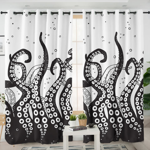 Image of B&W Octopus's Tentacles SWKL3654 - 2 Panel Curtains