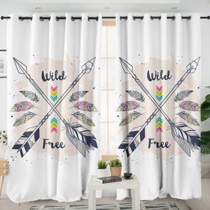 Wild & Free Pink Feather & Arrows SWKL3670 - 2 Panel Curtains