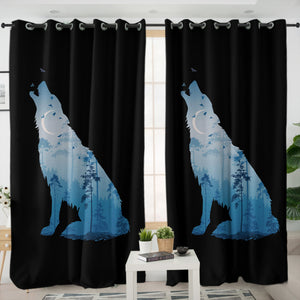 Night Forest Wolf SWKL3673 - 2 Panel Curtains