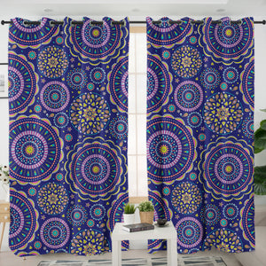 Dark Blue Mandala SWKL3675 - 2 Panel Curtains
