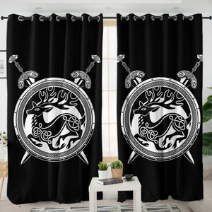Deer Shield and Knives SWKL3676 - 2 Panel Curtains