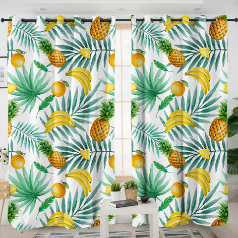 Image of Tropical Pineapple & Bananas SWKL3677 - 2 Panel Curtains