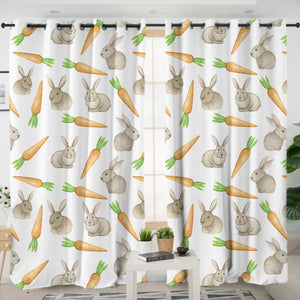 Rabbits & Carrots Monogram SWKL3680 - 2 Panel Curtains